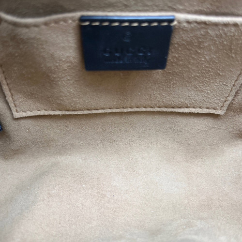 Gucci Small Padlock Shoulder Bag GG Supreme Monogram Calfskin Brown Black Beige
