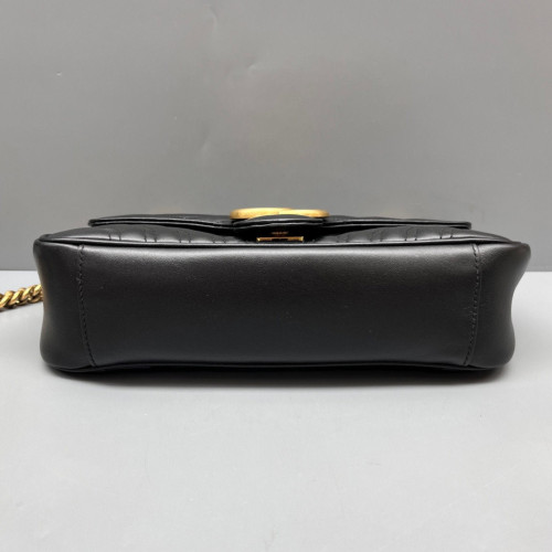 Gucci Chevron Small GG Marmont Calfskin Black