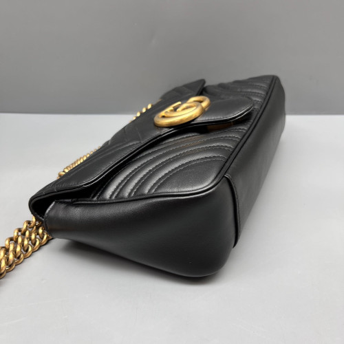 Gucci Chevron Small GG Marmont Calfskin Black