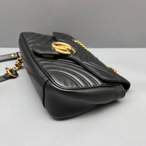 Gucci Chevron Small GG Marmont Calfskin Black
