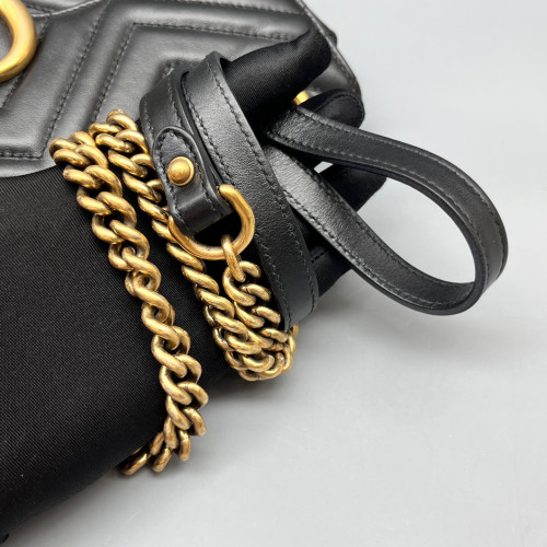 Gucci Chevron Small GG Marmont Calfskin Black