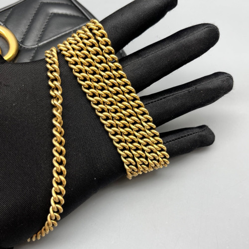 Gucci Chevron GG Marmont Chain Flap Mini Bag Calfskin Black