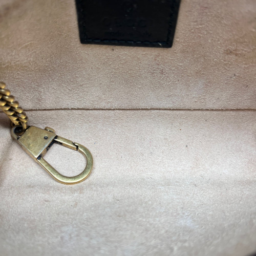 Gucci Chevron GG Marmont Chain Flap Mini Bag Calfskin Black