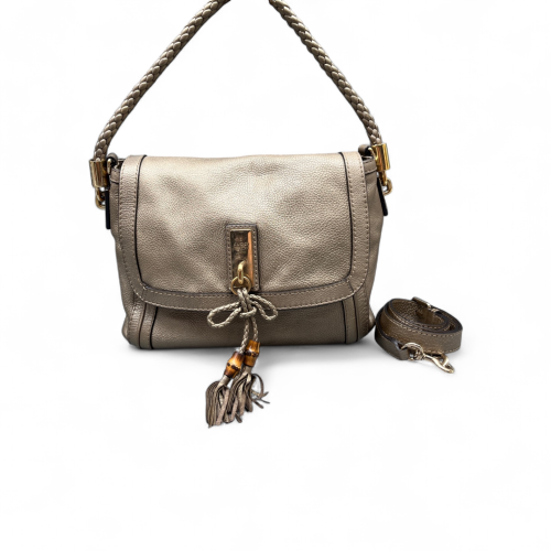 Gucci Bamboo Two-Way Bag Grained Calfskin Dark Deige
