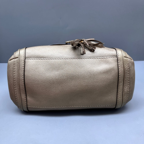 Gucci Bamboo Two-Way Bag Grained Calfskin Dark Deige