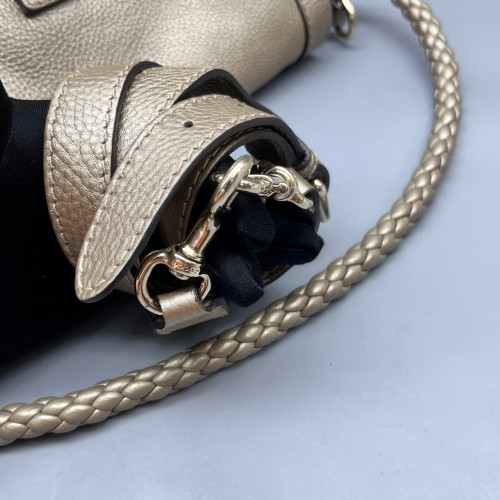 Gucci Bamboo Two-Way Bag Grained Calfskin Dark Deige