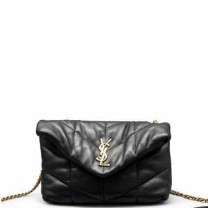 Yves Saint Laurent Toy Loulou Puffer Chain Calfskin Black