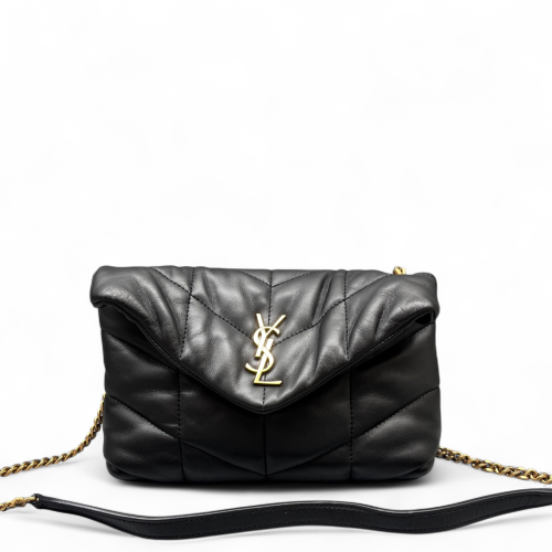 Yves Saint Laurent Toy Loulou Puffer Chain Calfskin Black
