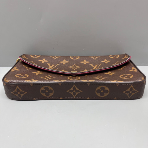 Louis Vuitton Pochette Felicie Chain Wallet Monogram Brown Red