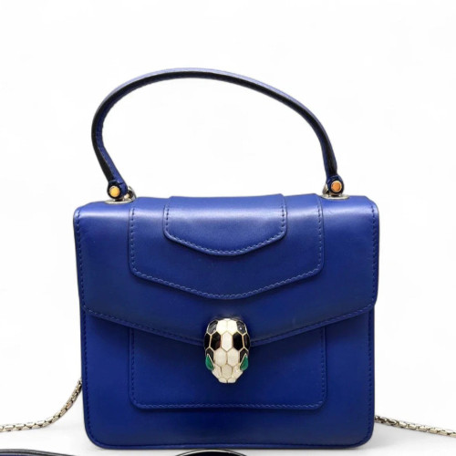 Bvlgari Small Serpenti Forever Top Handle Bag Smooth Calfskin Dark Blue