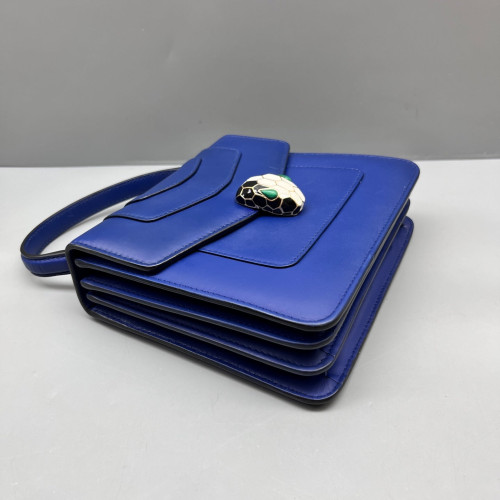 Bvlgari Small Serpenti Forever Top Handle Bag Smooth Calfskin Dark Blue