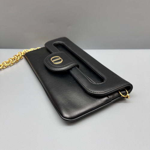 Dior Small Diordouble Chain Bag Calfskin Black