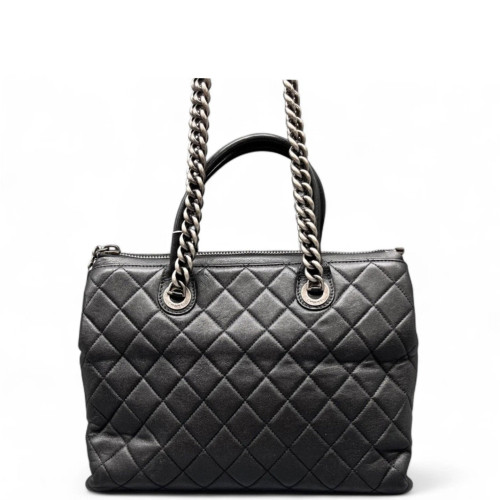 Chanel Quilted Tote Bag Calfskin Black