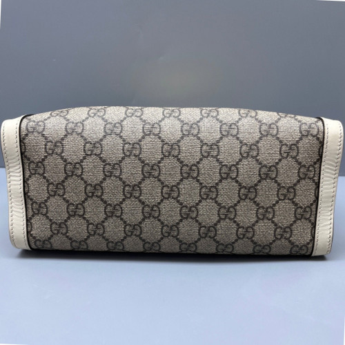 Gucci Small Padlock Tote Calfskin GG Supreme Monogram White Beige Brown