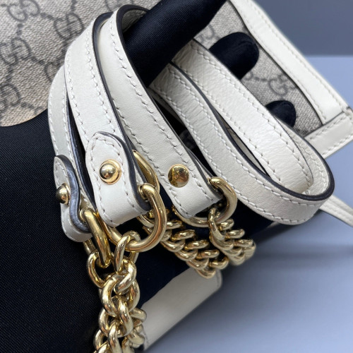 Gucci Small Padlock Tote Calfskin GG Supreme Monogram White Beige Brown