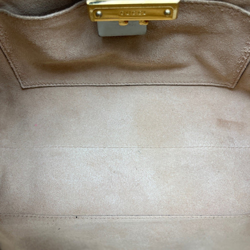 Gucci Small Padlock Tote Calfskin GG Supreme Monogram White Beige Brown