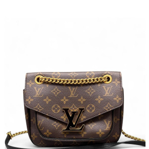Louis Vuitton Passy Chain Shoulder Bag Monogram Brown