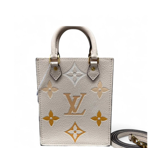 Louis Vuitton Petite Sac Plat Monogram Empreinte Giant White Brown