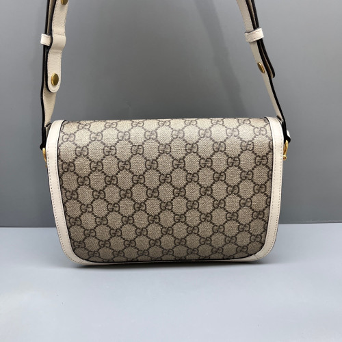 Gucci Medium Horsebit 1955 GG Monogram Calfskin Brown White Beige