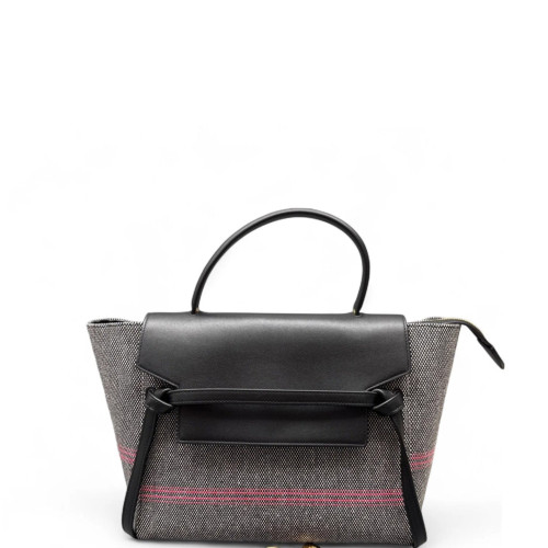 Celine Mini Belt Bag Canvas Calfskin Black Red Grey