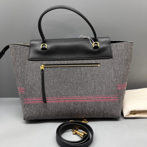 Celine Mini Belt Bag Canvas Calfskin Black Red Grey
