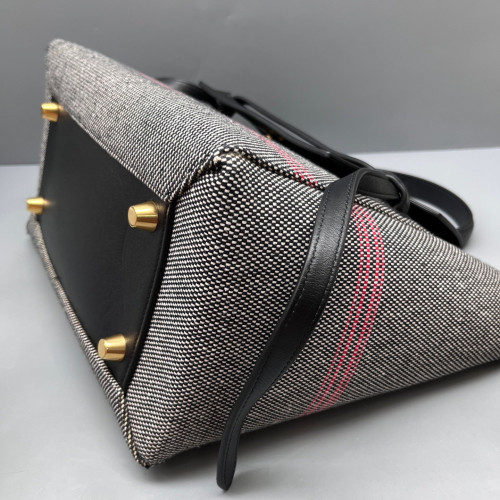 Celine Mini Belt Bag Canvas Calfskin Black Red Grey