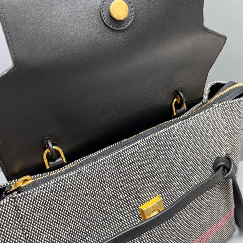Celine Mini Belt Bag Canvas Calfskin Black Red Grey
