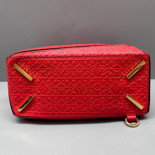 Loewe Small Puzzle Anagram Debossed Calfskin Calfskin Red