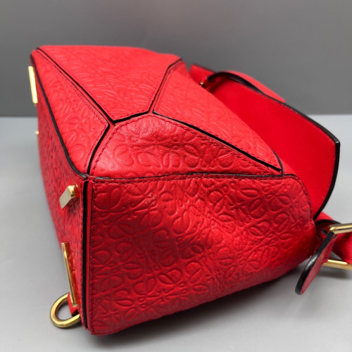 Loewe Small Puzzle Anagram Debossed Calfskin Calfskin Red