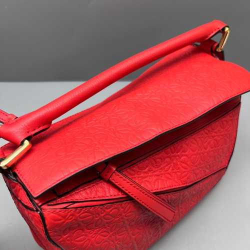 Loewe Small Puzzle Anagram Debossed Calfskin Calfskin Red