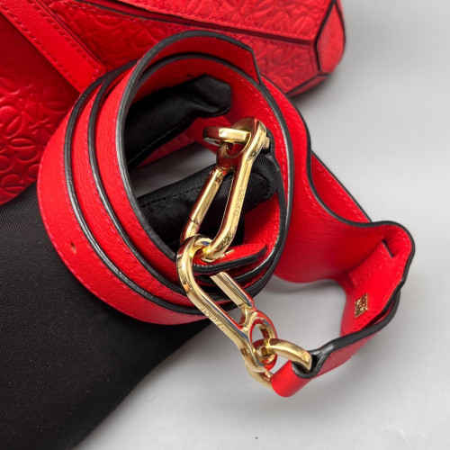 Loewe Small Puzzle Anagram Debossed Calfskin Calfskin Red