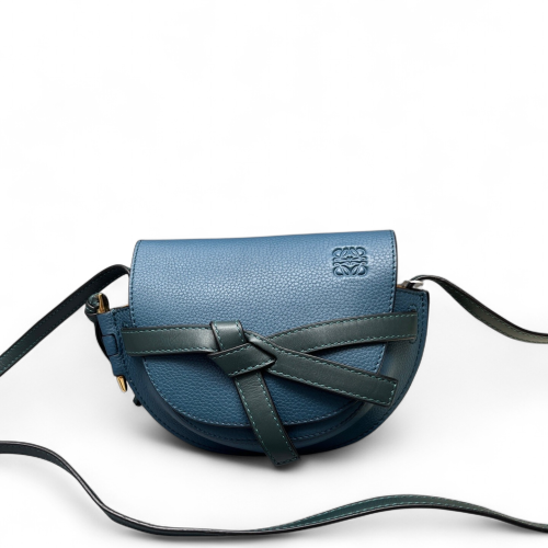 Loewe Mini Gate Grained Calfskin Suede Dark Blue Dark Green