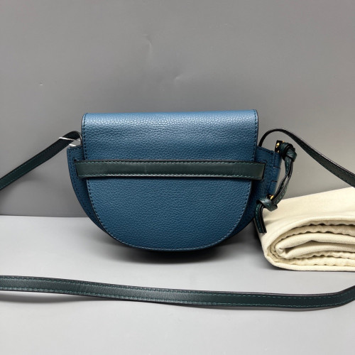 Loewe Mini Gate Grained Calfskin Suede Dark Blue Dark Green