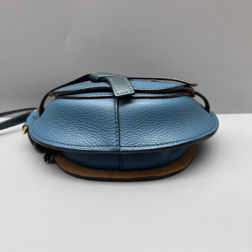 Loewe Mini Gate Grained Calfskin Suede Dark Blue Dark Green
