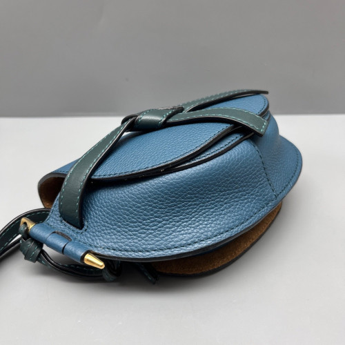 Loewe Mini Gate Grained Calfskin Suede Dark Blue Dark Green