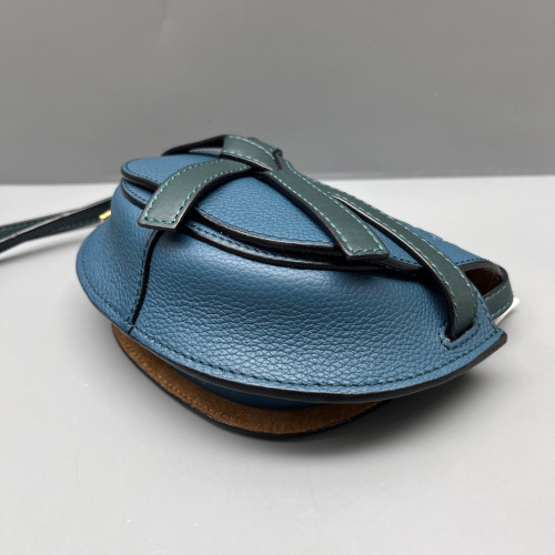 Loewe Mini Gate Grained Calfskin Suede Dark Blue Dark Green