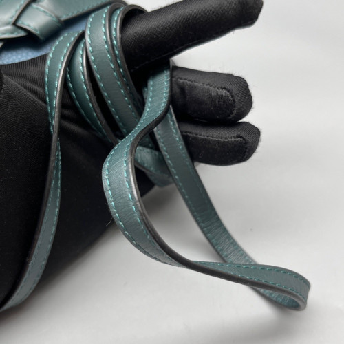 Loewe Mini Gate Grained Calfskin Suede Dark Blue Dark Green