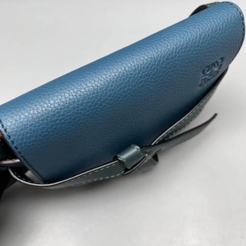 Loewe Mini Gate Grained Calfskin Suede Dark Blue Dark Green