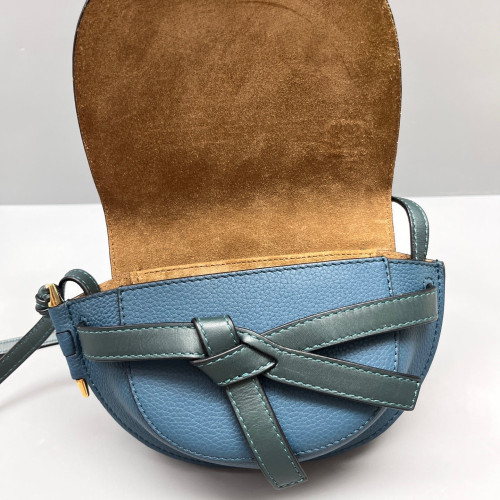 Loewe Mini Gate Grained Calfskin Suede Dark Blue Dark Green