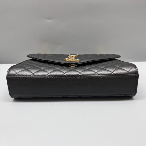 Yves Saint Laurent Medium Envelope Chain Wallet Shiny Caviar Calfskin Black