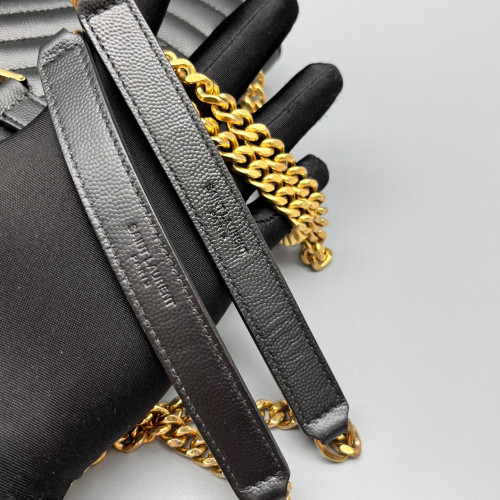 Yves Saint Laurent Medium Envelope Chain Wallet Shiny Caviar Calfskin Black