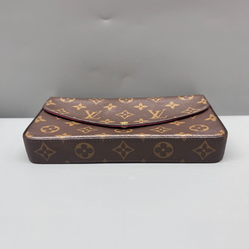 Louis Vuitton Pochette Felicie Chain Wallet Monogram Brown Burgundy