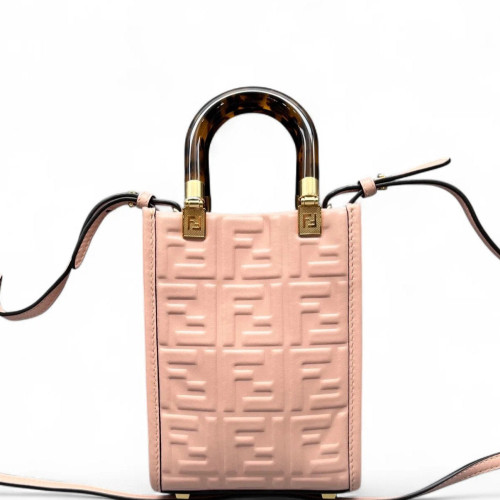 Fendi Mini Sunshine Shopper Tote Calfskin Pink