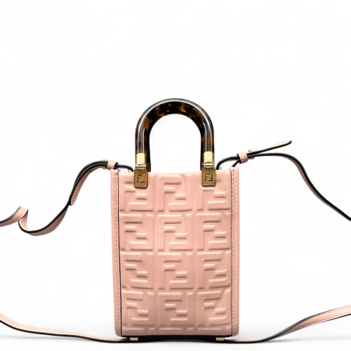 Fendi Mini Sunshine Shopper Tote Calfskin Pink