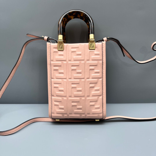 Fendi Mini Sunshine Shopper Tote Calfskin Pink