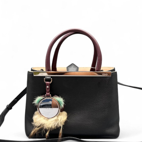 Fendi Petite 2jours Calfskin Black Burgundy