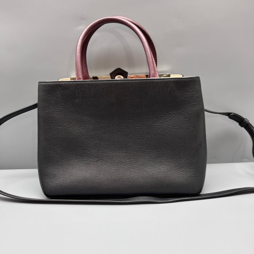 Fendi Petite 2jours Calfskin Black Burgundy