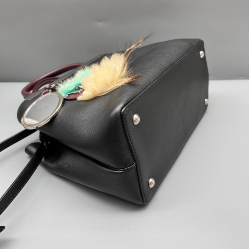 Fendi Petite 2jours Calfskin Black Burgundy
