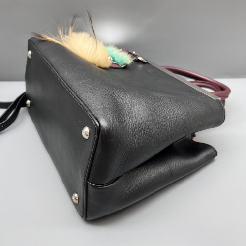 Fendi Petite 2jours Calfskin Black Burgundy