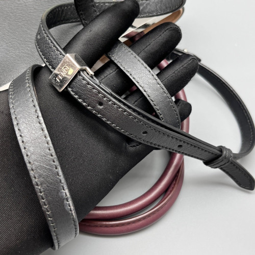 Fendi Petite 2jours Calfskin Black Burgundy